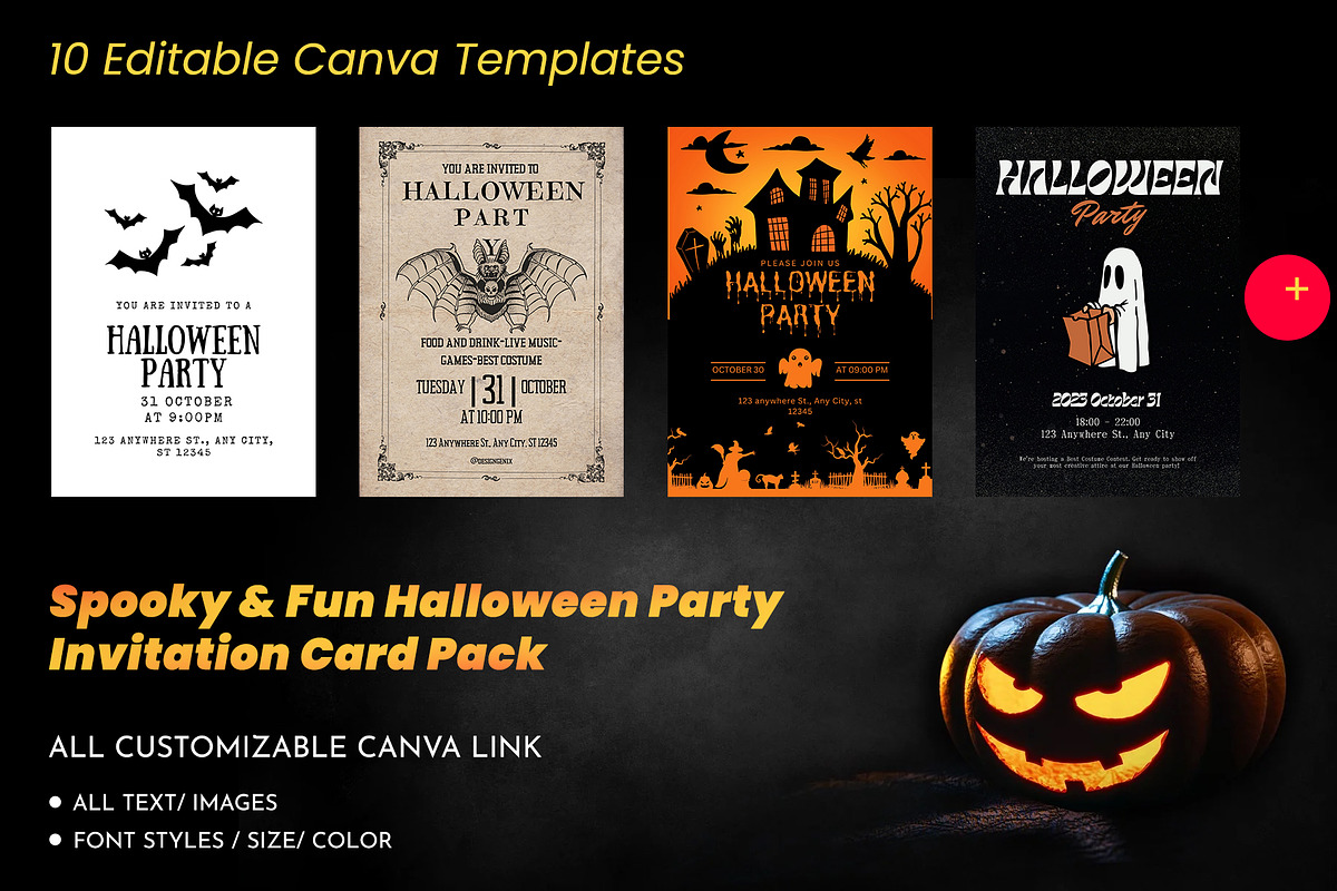 Halloween Party Invitation Card Pack, an Invitation Template by DesignGenix (Photo 1 of 3)