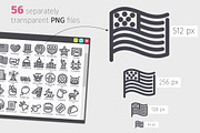 USA Independence Day Line Icons Set, an Outline Icon by Voysla's Shop (Thumbnail 3 of 4)