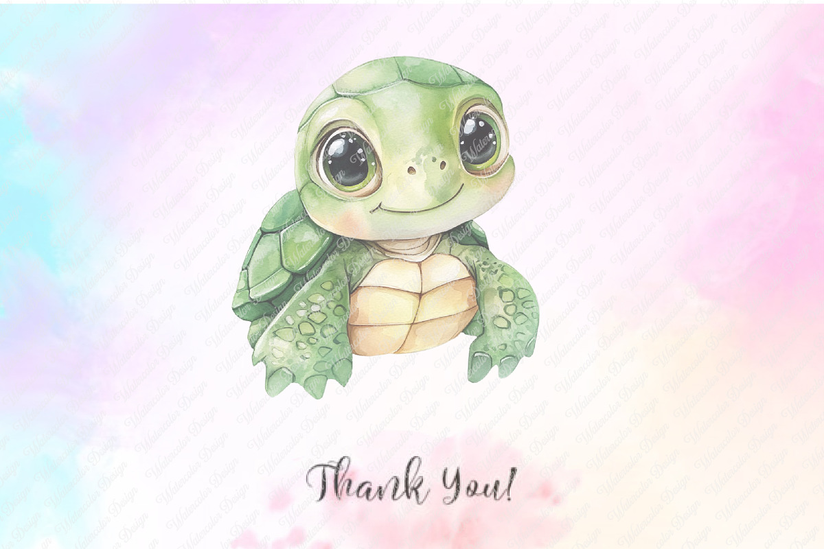 Watercolor Baby Turtle Clipart, an Illustration by Watercolor design (Photo 7 of 12)