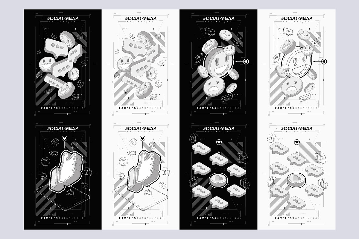 Social media abstract posters, an Illustration by Andrew_Derr (Photo 3 of 5)