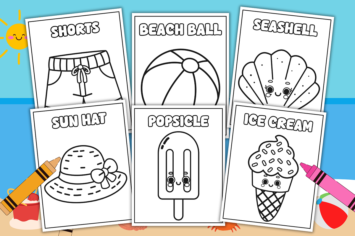 Beach Coloring Pages for Toddlers, a Seasonal Illustration by Creative Zone (Photo 2 of 3)