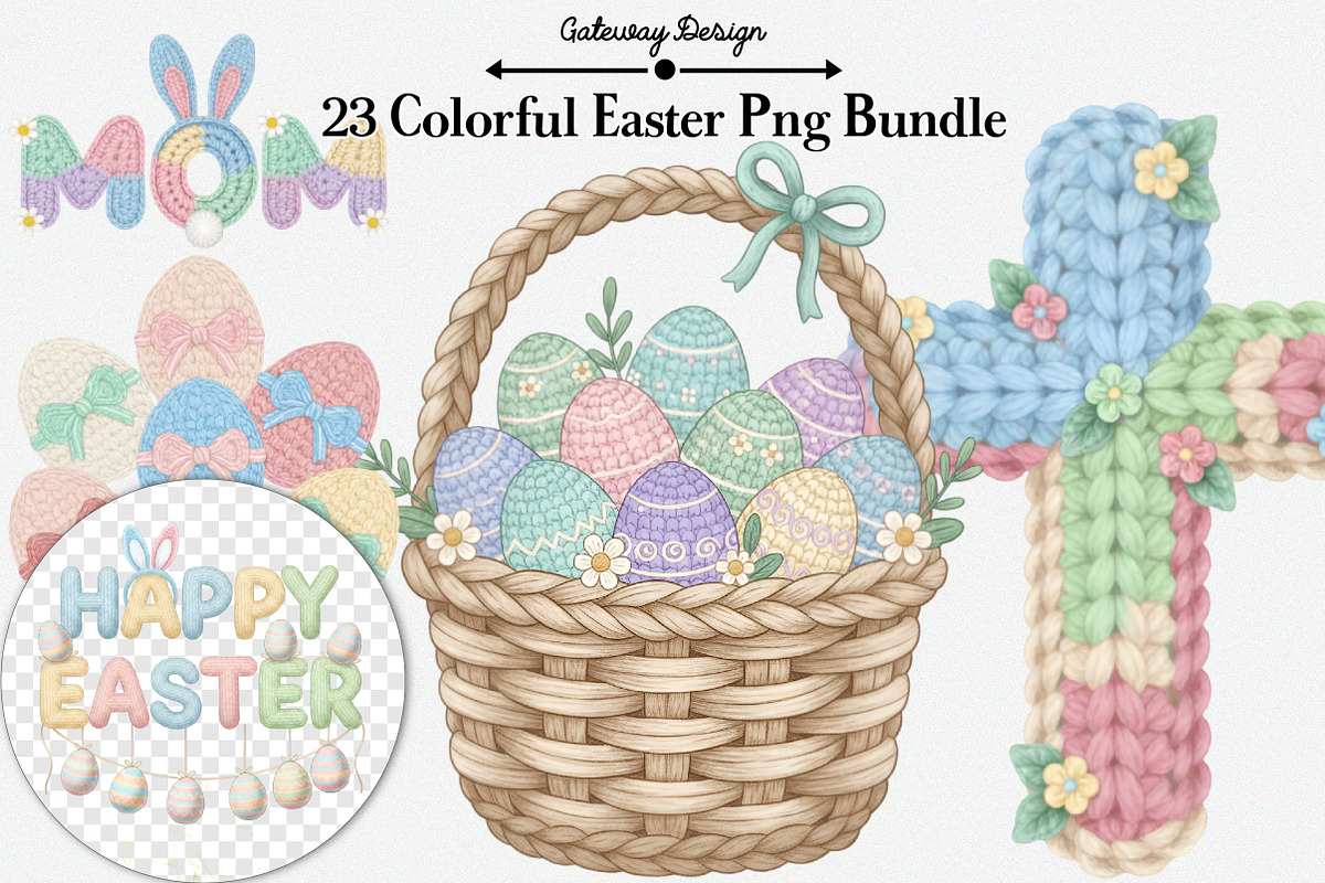 Colorful Easter PNG Bundle, an Illustration by GatewayDesign (Photo 1 of 3)