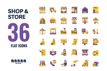 36 Shop & Store Flat Icons