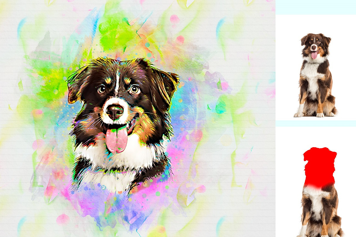 Pet Watercolor Art Plugin, an Action Add-On by MRI STUDIO (Photo 10 of 15)