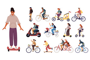 Men and women use various modes of, a Person Illustration by Vectorbuum