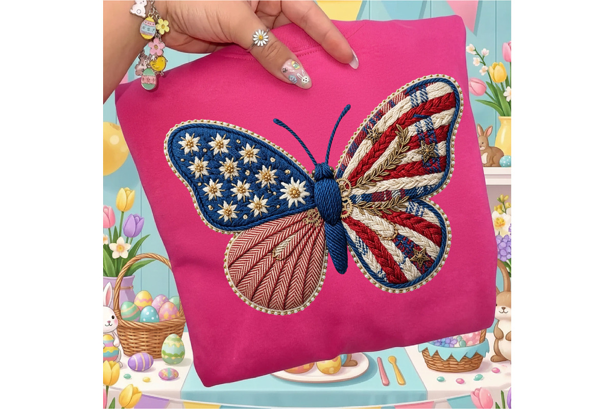 Patriotic Butterfly PNG, Faux Yarn, an Illustration by Designking (Photo 4 of 4)