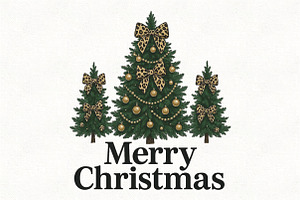 Leopard Christmas Tree Coquette Bow, an Illustration by CraftArtStudio