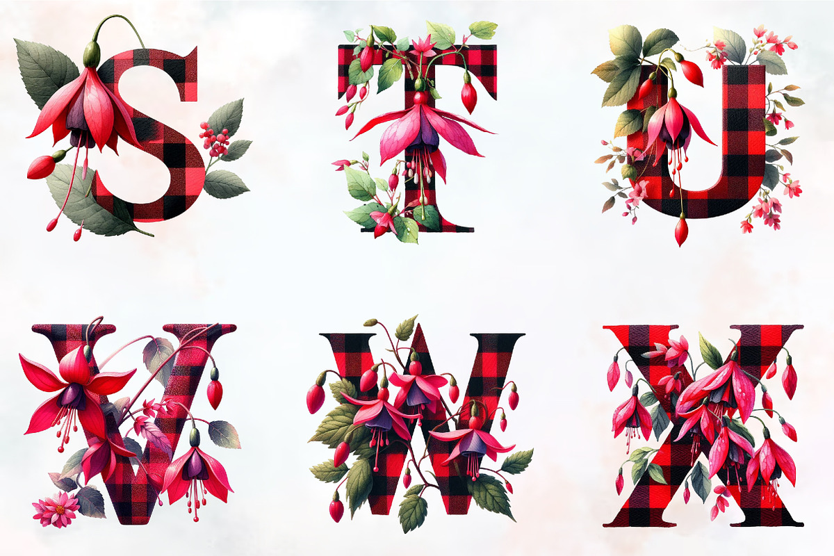 Spring Fuchsia Flower Alphabet Clipa, an Illustration by RobertsArt (Photo 4 of 7)
