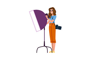 Photographer adjusting softbox in, an Object Illustration by pikepicture