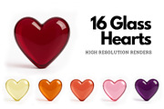 16 Glossy Glass Hearts Set, an Object Graphic by Helga Wigandt (Thumbnail 1 of 3)