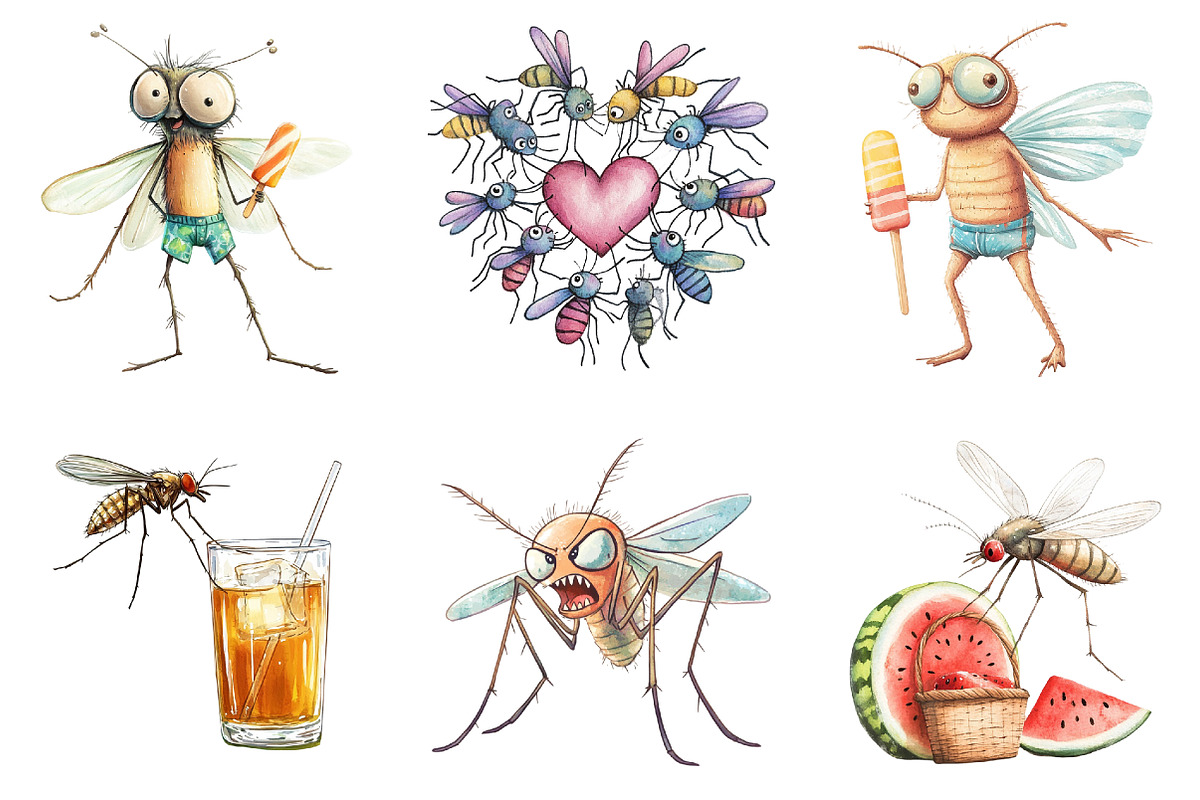 Summer Mosquitoes Clipart, an Illustration by Watercolor design (Photo 3 of 5)
