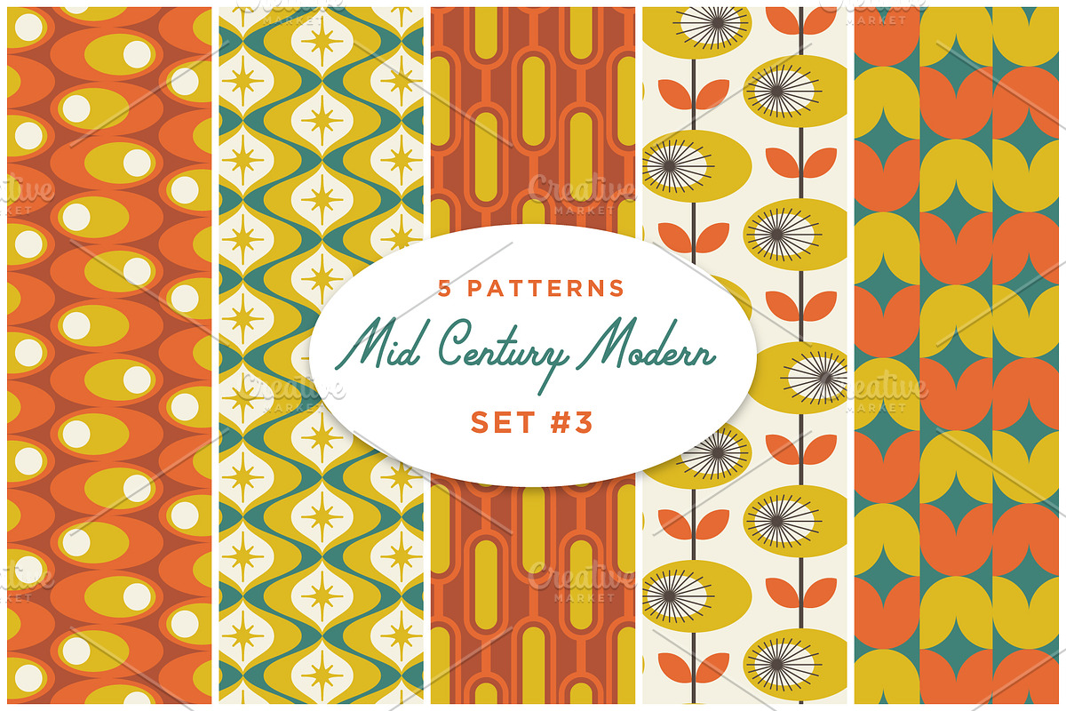Mid Century Modern Seamless Patterns, a Pattern Graphic by CojoMoxon (Photo 1 of 3)