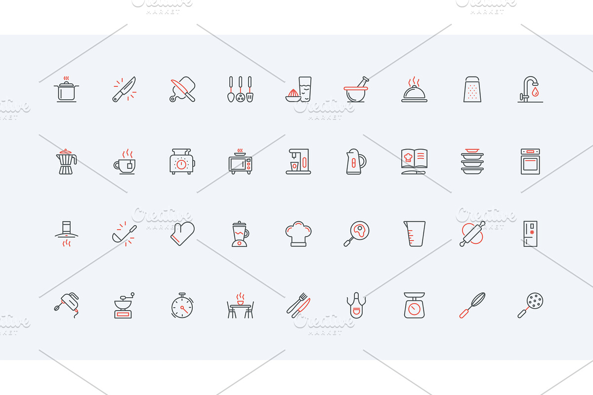 Cooking tools electrical icons, a Food Illustration by Lemberg Vector