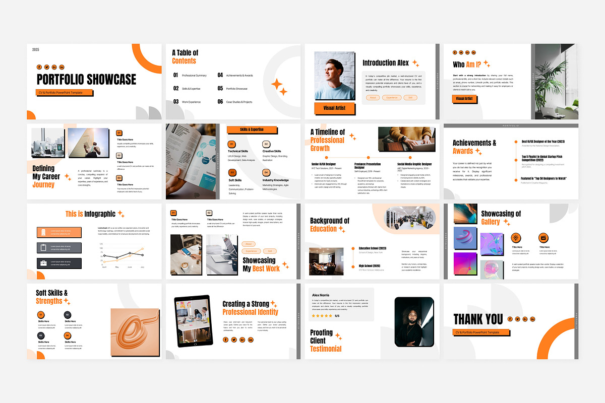 Orange Modern CV Portfolio Template, a Presentation Template by Eklip Studio (Photo 6 of 6)