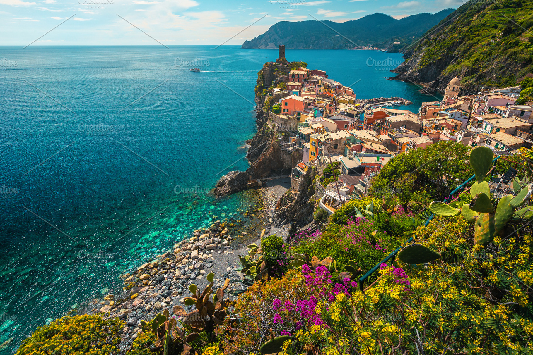 Vernazza village view from the hill, an Architecture Photo by Alpine Dreams