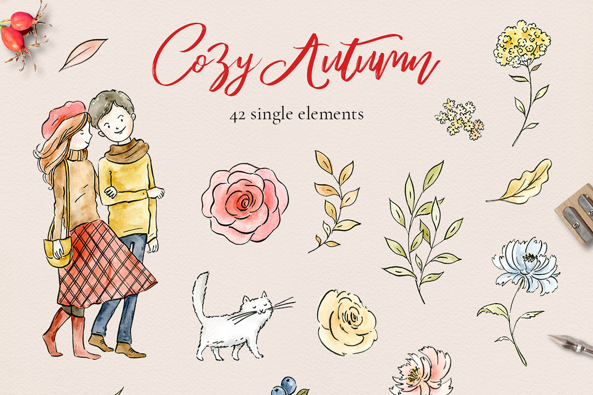 Cozy autumn - watercolor & ink, an Animal Illustration by long summer (Photo 4 of 6)