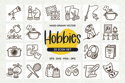 Hobbies Icon Set, an Outline Icon by insemar