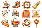 Watercolor Fall Favorites Clipart, an Illustration by Dream Creation (Thumbnail 4 of 4)
