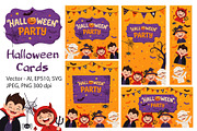 Halloween Party Cards Illustrations, a Seasonal Illustration by Evgeniia (Thumbnail 1 of 4)