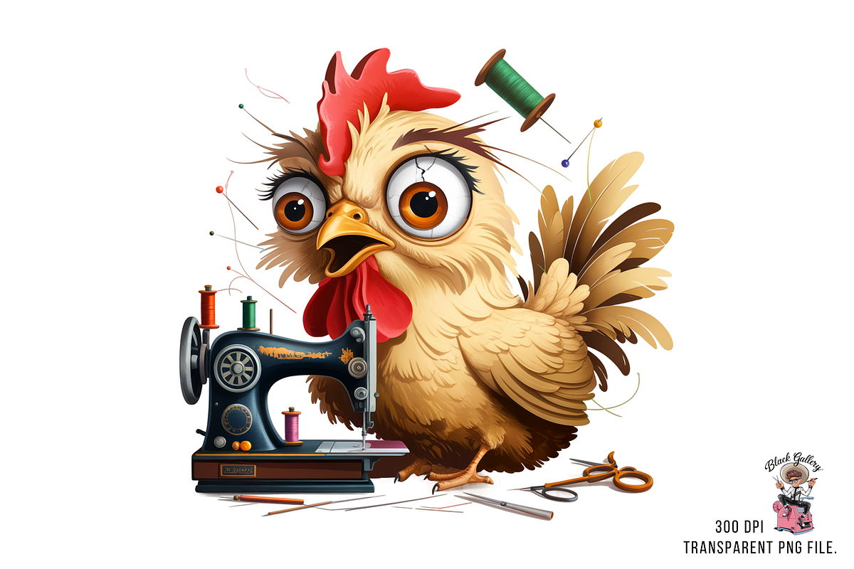 Funny Chicken Seamstress PNG Bundle, a Graphic by Clipart Bloom (Photo 3 of 16)