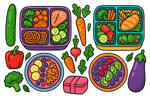 Healthy meal prep with colorful, a Food Illustration by ZinetroN