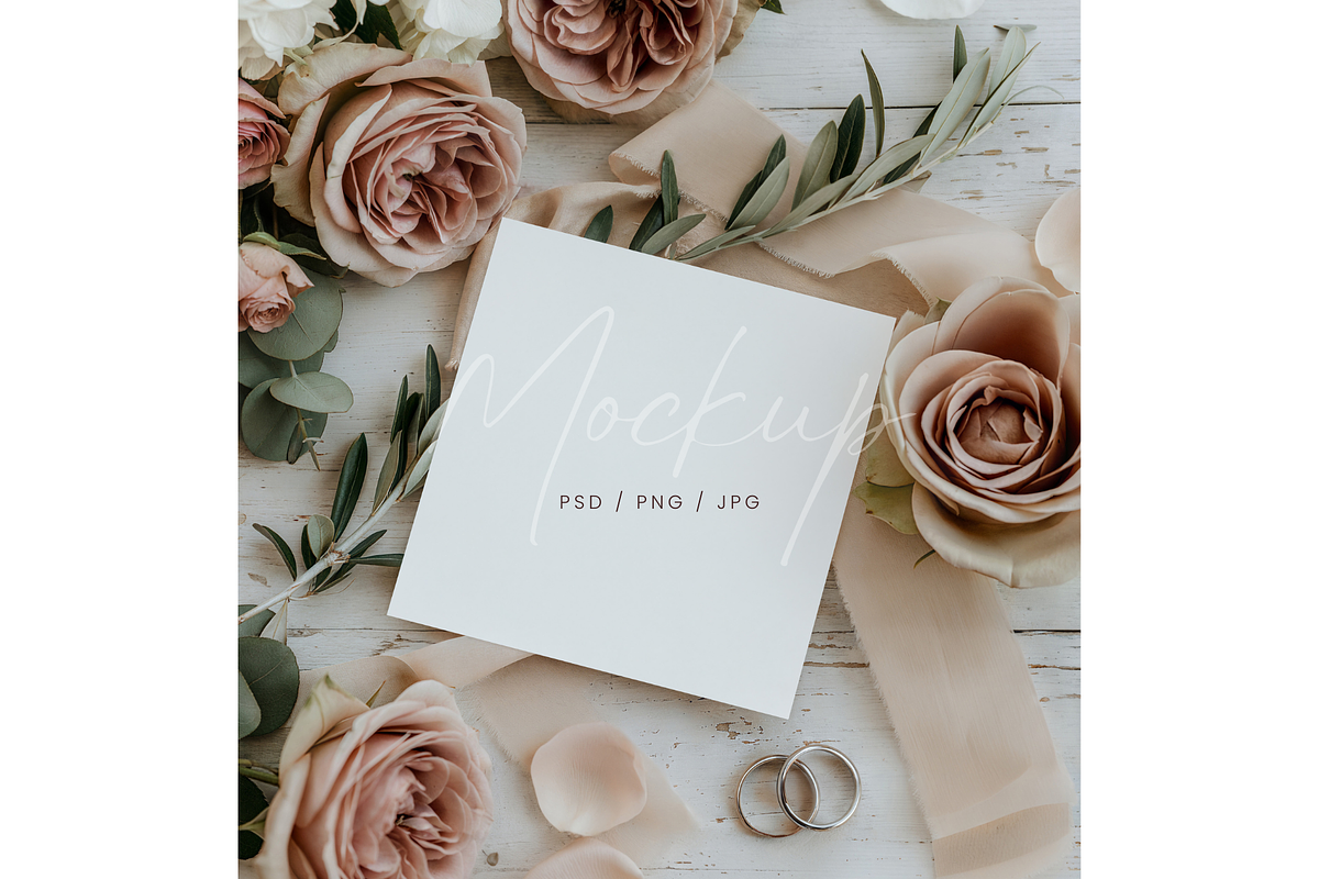 Square Card Mockup Rustic Rose, a Product Mockup by TatiMockup (Photo 1 of 3)