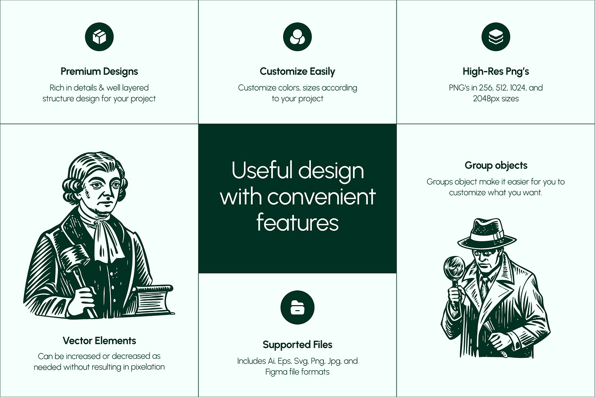 Vintage Law Icons Set, an Object Illustration by Prosymbols (Photo 2 of 8)