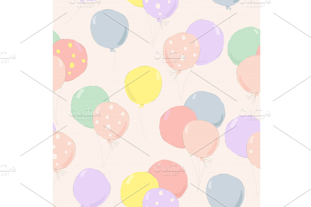 Seamless Pattern With Color Balloon, an Object Illustration by Maria Starus