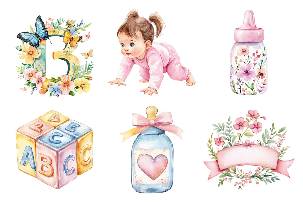 Baby Girls Clipart, an Illustration by Daily.Designs (Photo 3 of 5)