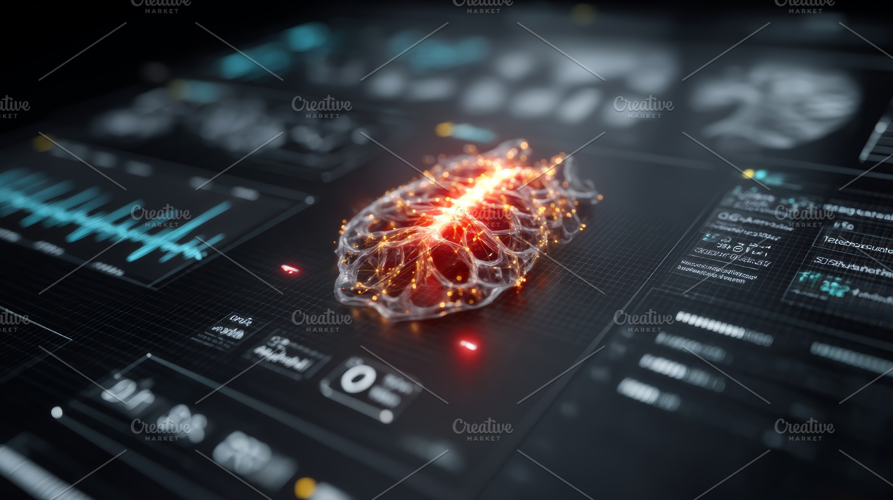 Abstract representation of neural network in medical technology and healthcare, a Health & Medical Photo by AS photostudio