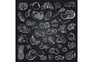Fruits and vegetables illustrations, a Background Graphic by Onyx