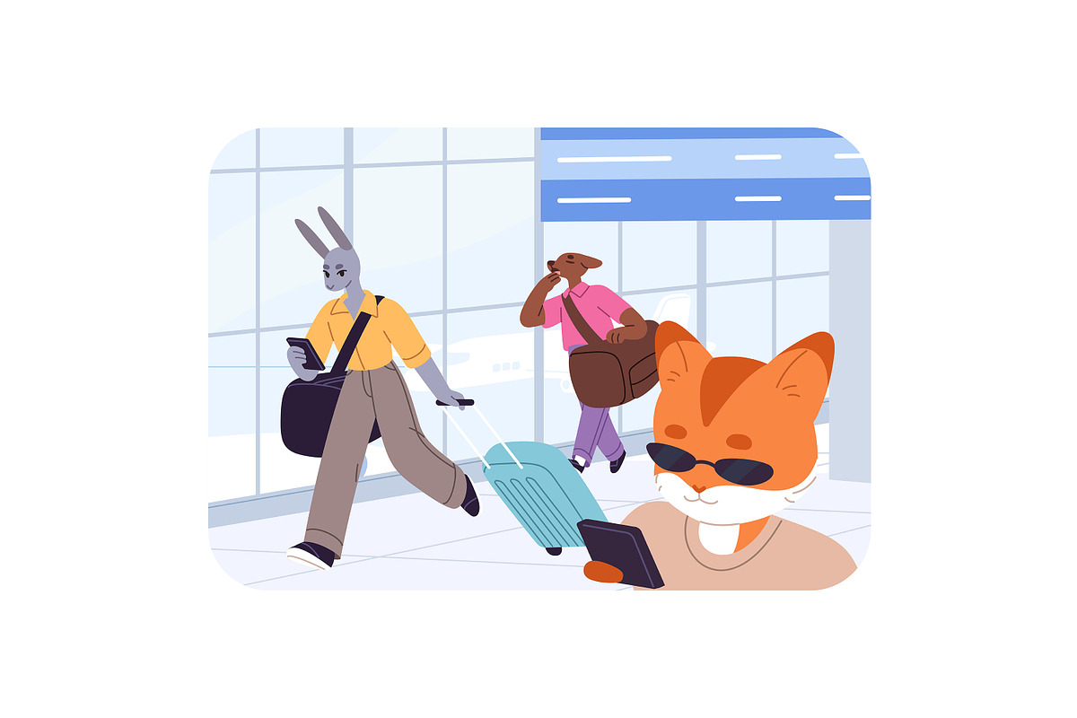 Anthropomorphic animals travel set, an Animal Illustration by PaperTrident (Photo 5 of 12)
