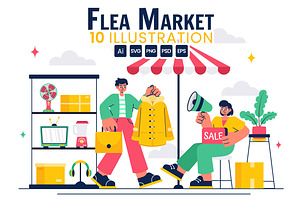 10 Flea Market Shopping Illustration, a Person Illustration by denayunebgt
