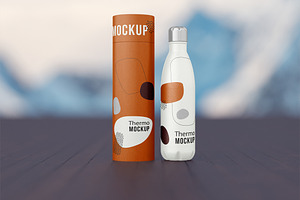 Thermo Bottle With Tube Mockup