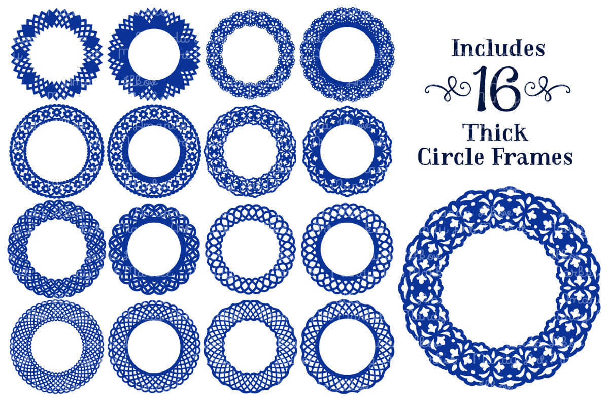 Royal Blue Lace Circle Frames, an Illustration by Amanda Ilkov (Photo 4 of 5)