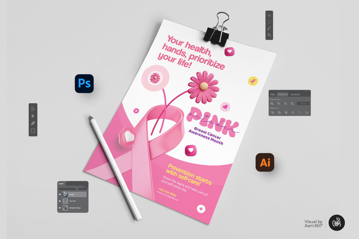 Breast Cancer Awareness Flyer, a Flyer Template by Aam360 (Photo 3 of 3)