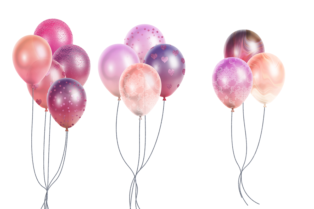 Pink Ombre Balloons Clip Art, an Illustration by Kandace Lalo Designs (Photo 8 of 9)
