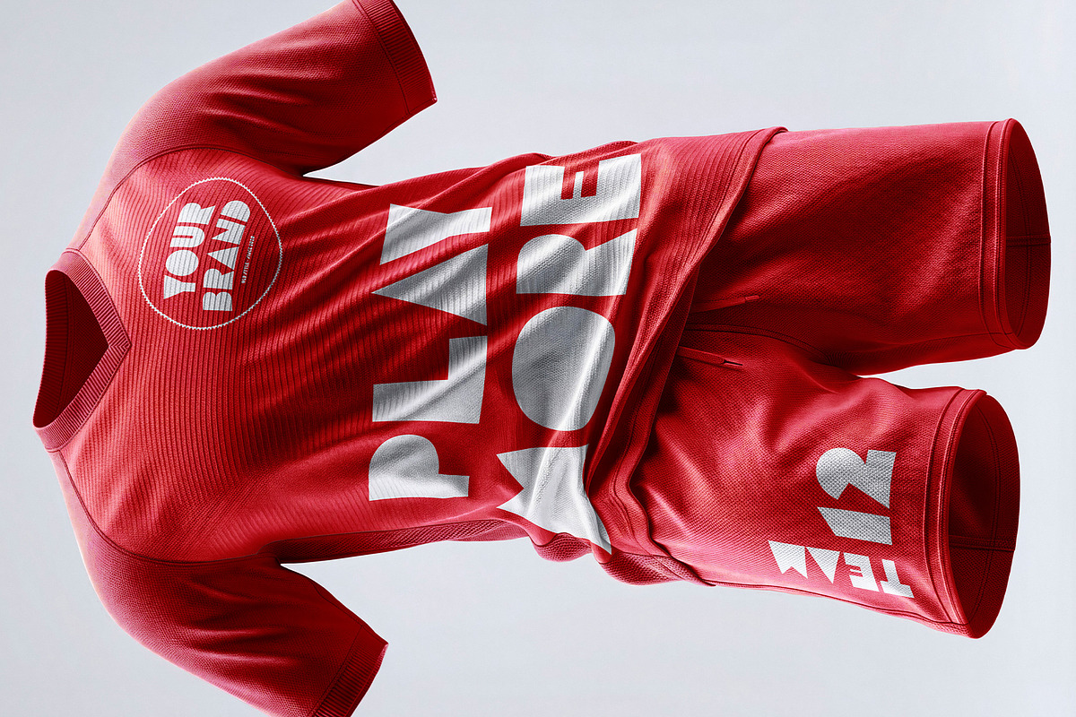 Flying Uniform Mockup Jersey Shorts, a Shirt Mockup by LESZ Design (Photo 4 of 4)