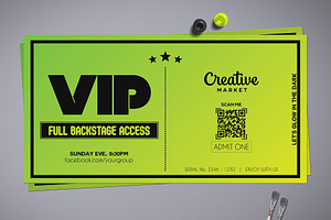 Neon Green VIP Pass Template