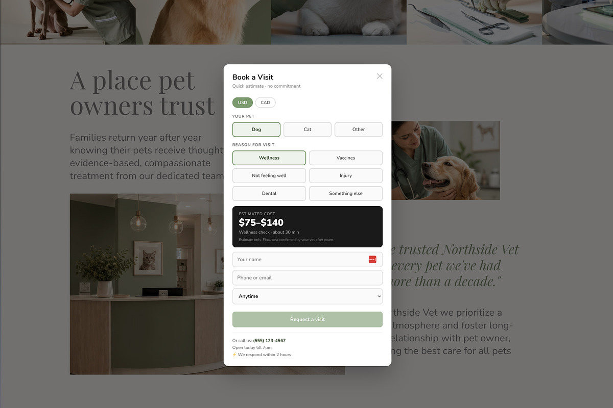 Veterinary Clinic Framer Template, a Landing Page Template by vatesdesign (Photo 2 of 3)