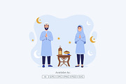 Muslim Family Iftar Ramadan, a Seasonal Illustration by Partikusi Design (Thumbnail 2 of 3)