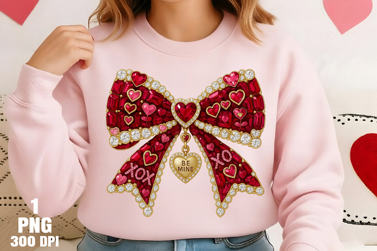 Rhinestone Valentines Bow Png, an Illustration by Daily.Designs (Photo 2 of 5)