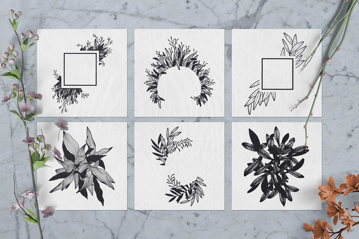 100 Hand Drawn Elements -Floral-, a Decorative Illustration by Michael Rayback Design (Photo 7 of 18)