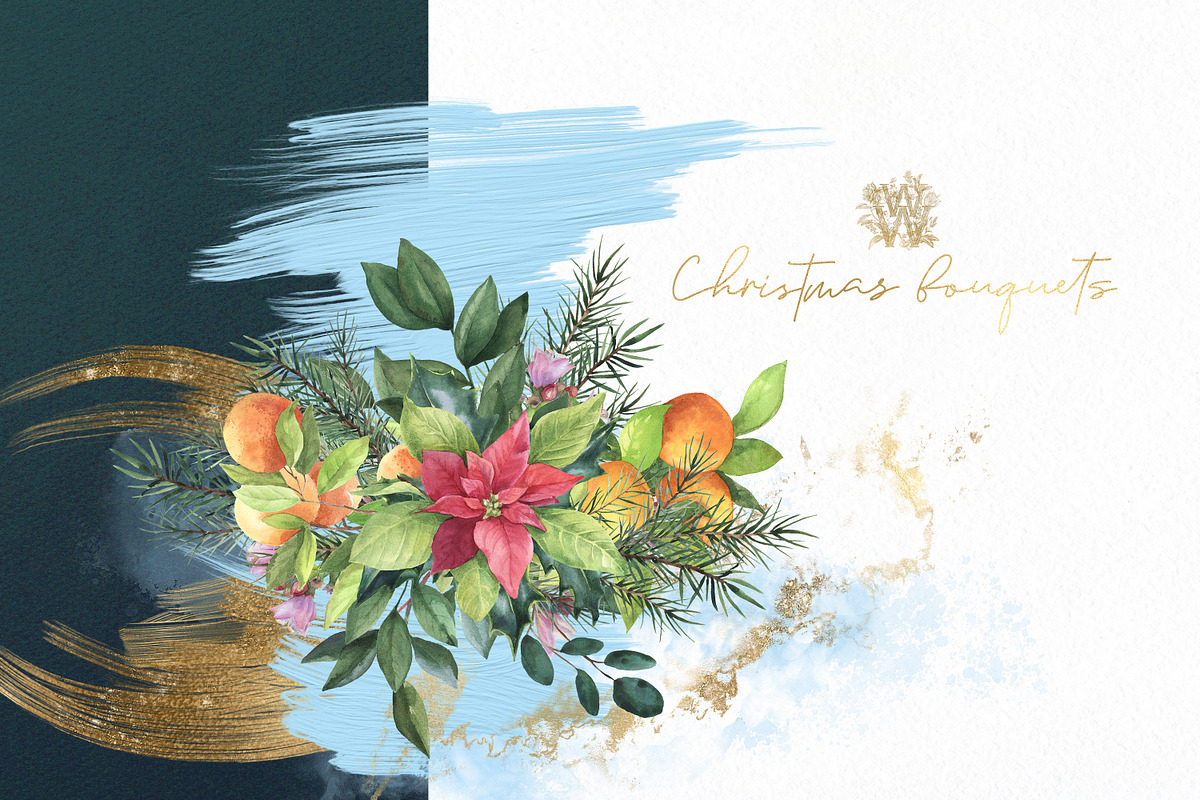 Watercolor Christmas clip art set, an Illustration by WonderWonder (Photo 9 of 21)