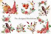 Fall Watercolor autumn flowers, a Seasonal Illustration by Yuliya Derbisheva (Thumbnail 5 of 9)