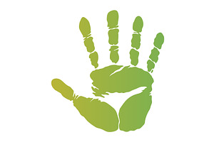 Color hand print isolated on white, an Object Illustration by the8monkey