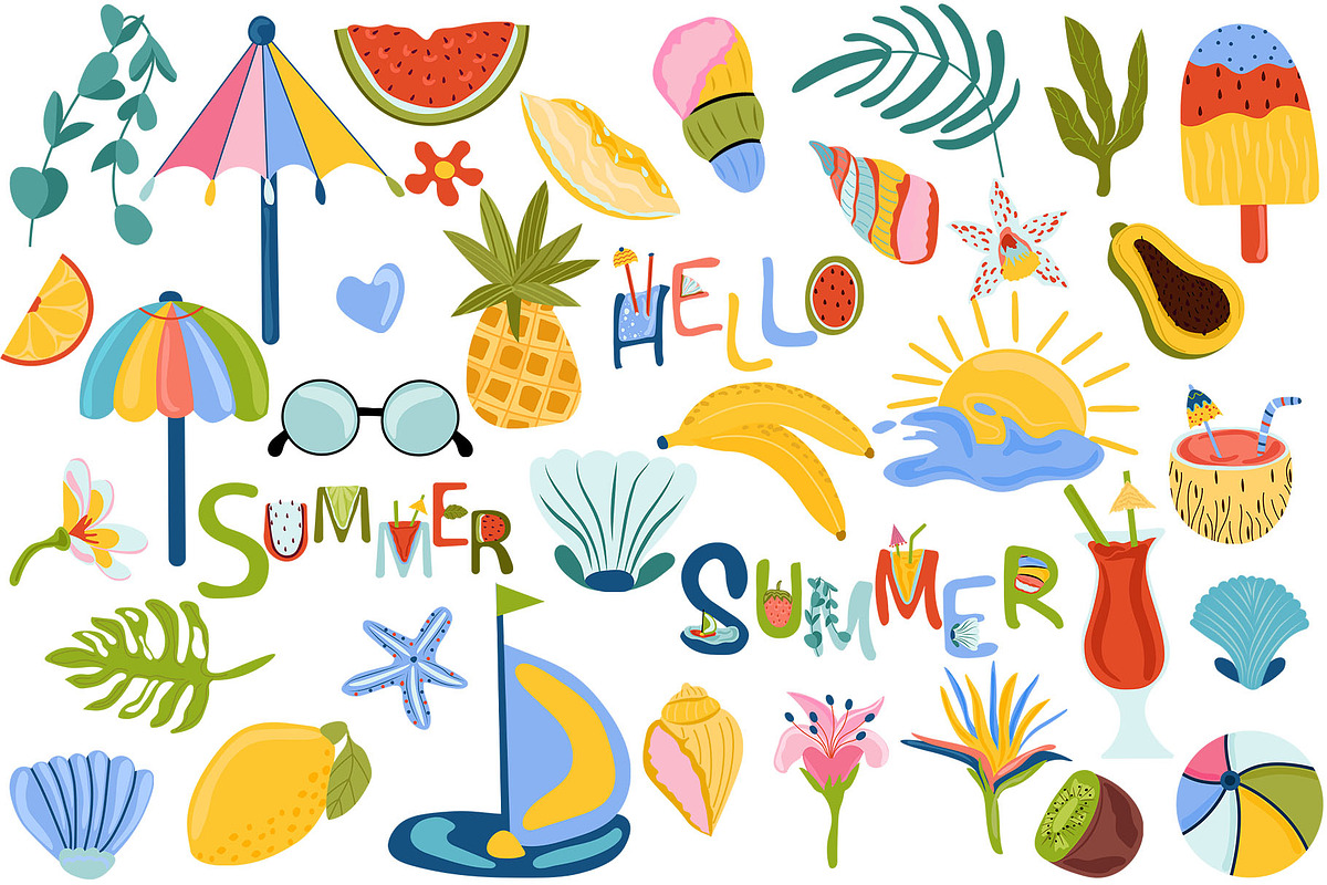 Summer time, Tropical clipart, a Decorative Illustration by Usis (Photo 9 of 13)