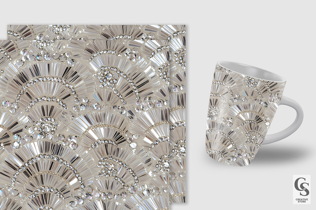 White Crystal & Sequin Digital Paper, a Pattern Graphic by Creative Store (Photo 2 of 5)