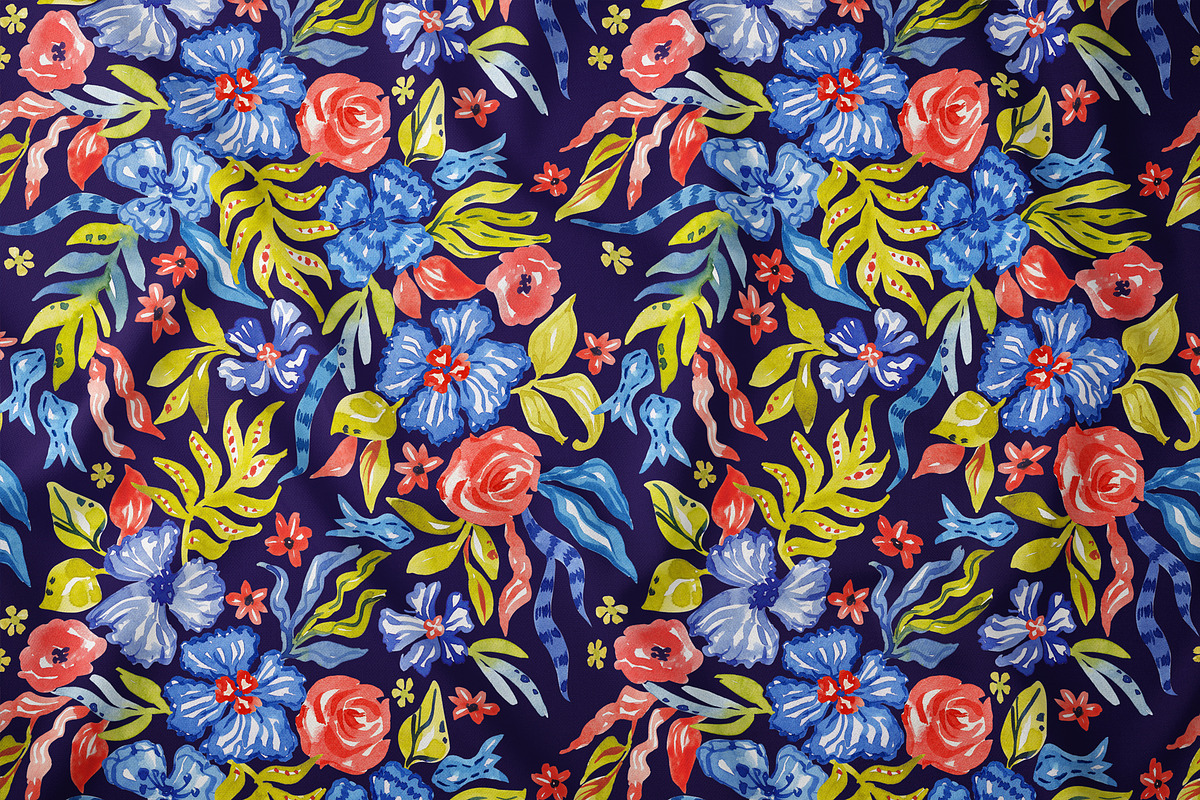 Whimsical watercolor garden print, a Pattern Graphic by SirenaArt (Photo 7 of 13)