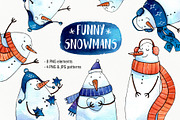 Funny Snowmans set, a Decorative Illustration by Ekaterina Goncharova (Thumbnail 1 of 7)
